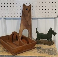 Knife box, Boot jack, and cast iron Scotty dog