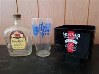 Old style glass, sambuca napkin holder