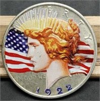 1922 Peace Silver Dollar, Nice Color Enhanced