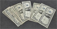 (9) 1957 One Dollar Silver Certificate Notes