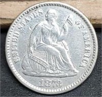 1873 Seated Liberty Half Dime, XF