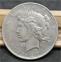 1927-D Peace Silver Dollar, EF
