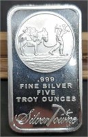 (5) Troy oz. Silver Bar, Sold by the Ounce,
