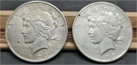 1922-D XF & 1923-D VF Peace Silver Dollars