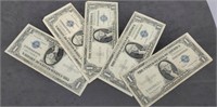 (5) 1935 One Dollar Silver Certificate Notes