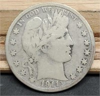 1911-S Barber Half Dollar, VG