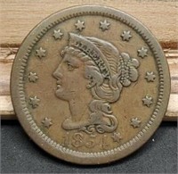 1854 Large Cent, XF
