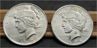 1923 & 1925 Peace Silver Dollars, AU