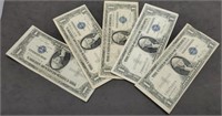 (5) 1935 One Dollar Silver Certificate Notes