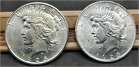 1923 & 1925 Peace Silver Dollars, AU
