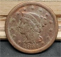 1851 Large Cent, VF