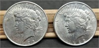 (2) 1922 Peace Silver Dollars, AU