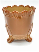 Brown Slag Glass Vase 4” (chip on side