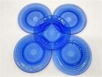 (5) Blue Glass Plates 6.5”