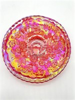 Red Carnival Glass Good Luck Plate 6.5” - HOACGA