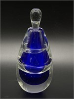 Blue and Clear Glass Perfume Bottle with Stopper
