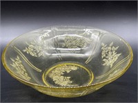 Yellow Glass Floral Bowl 8.5”