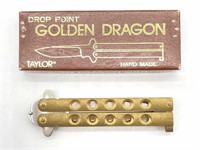 Taylor Drop Point Golden Dragon Butterfly Knife