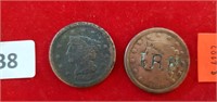 1838 and 1843 Liberty Head One Cent Piece