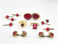 Red Colored Jewelry : Rings Size 6.5 and 7, Cuff