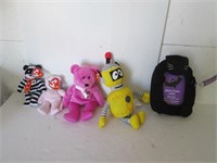 LOT TY AND ASSORTED STUFFIES, PICTURE FRAME