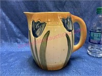Vintage stoneware Tulip pitcher - 7.5in tall