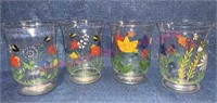 (4) hand painted glasses