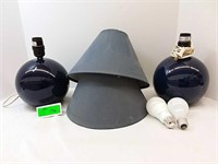 Decorative dark blue glass table lamps