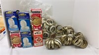 Large lot of 70 mm rings and seals for canning