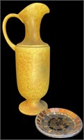 Yellow Haeger Vase and Dish
