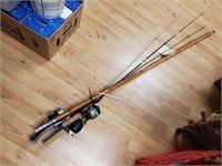 Bamboo Fishing Rod & 2 Rods and Reels