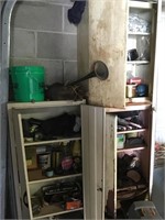 Three metal cabinets and contents