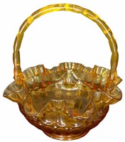 Amber Colored Glass Basket