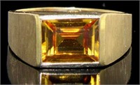 10kt Gold Men's Natural Citrine Ring