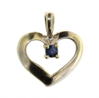 14kt Gold Natural Sapphire Heart Pendant