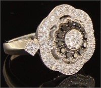 Stunning Black & White Designer Cocktail Ring