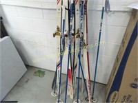 Assortment of Skis and Poles
