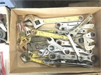 Assorted open end and crescent wrenches (18 total)