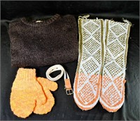 KNIT MOCCASINS MITTS & SWEATER