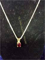 Delicate Gold Tone and Ruby Necklace