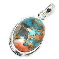 Silver oster turquoise pendant