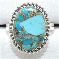Silver turquoise ring sz 6