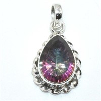 Silver mystic earring, ring sz 6.75, pendant set