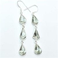 Silver green amethyst earrings