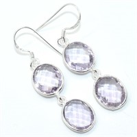 Silver pink amethyst earrings