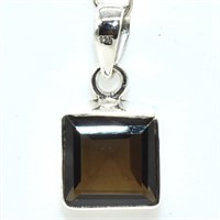 Silver smokey quartz pendant