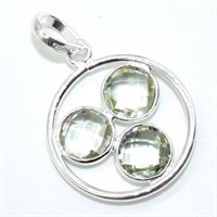 Silver green amethyst pendant