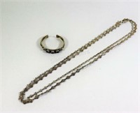 Copper Cuff Bracelet, Stella & Dot SIlver Necklace