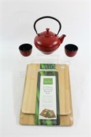 Cast Iron Japanese Tea Set - Full Size, Bamboo o
