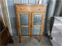Wood pie safe with top drawer (intact) 51”H x
